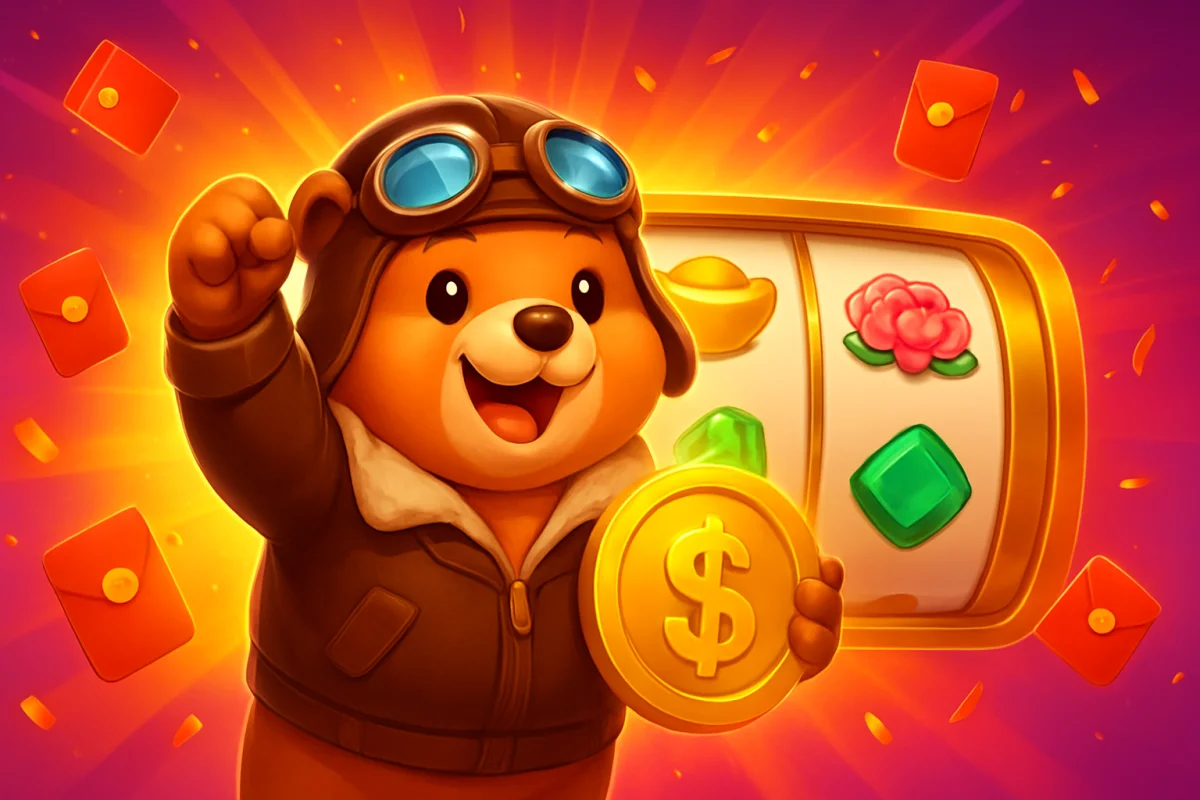 aviator — promotional slot-game banner with mascot and glowing reel symbols